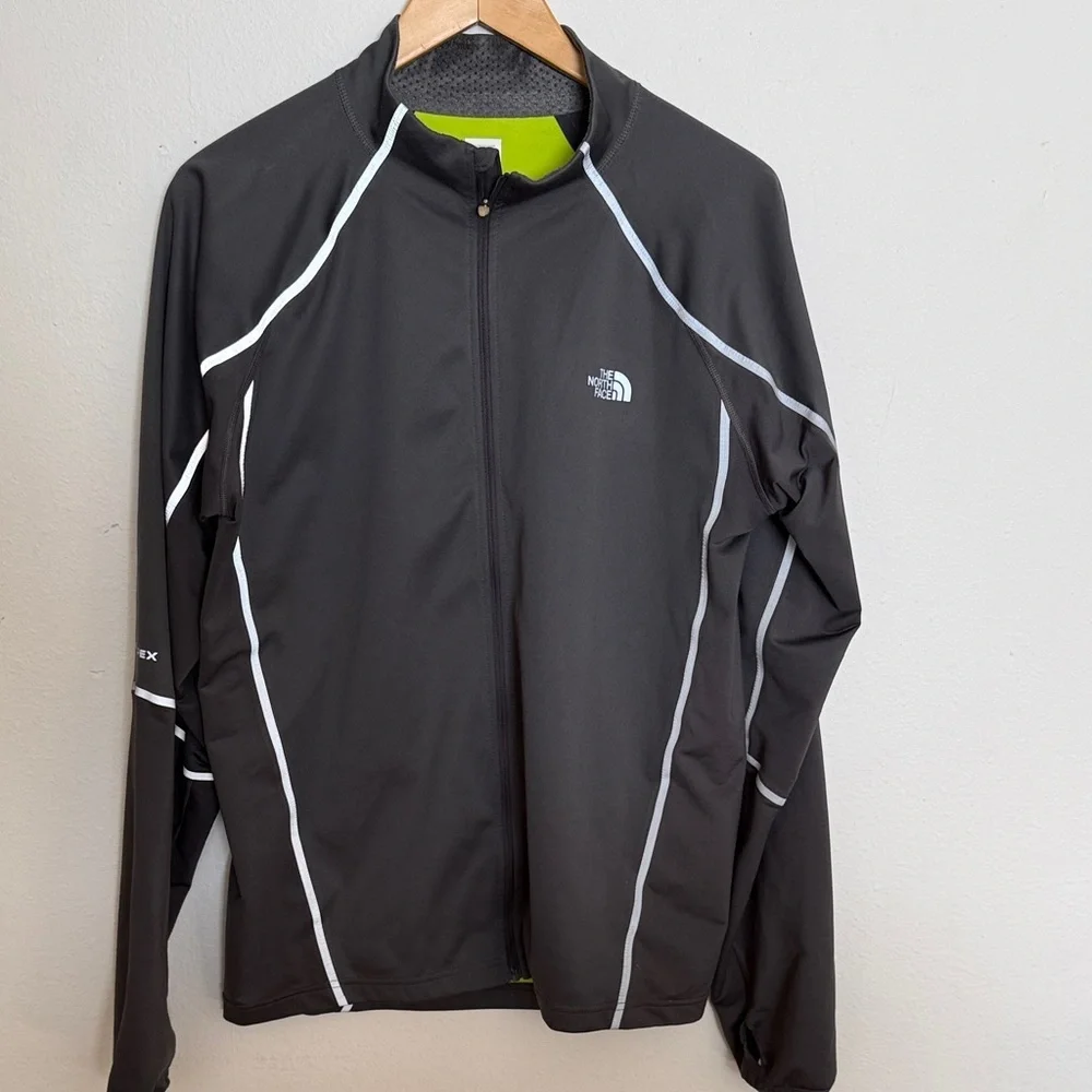 The North Face sz L Men's Dark Gray Performance Jacket running reflectors zip